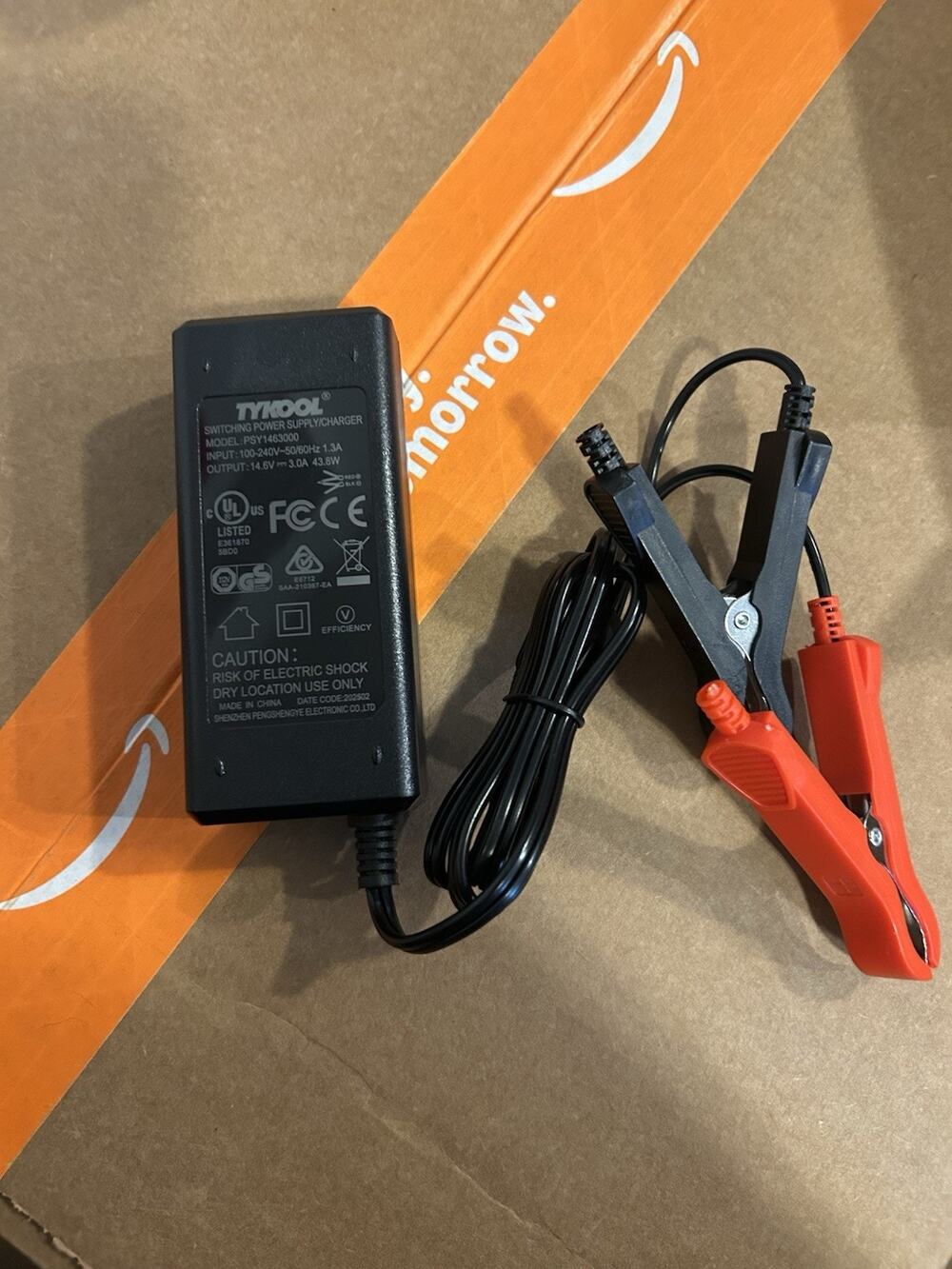 TYKool PSY1463000 14.6V 3A LiFePO4 12V Motorcycle Battery Charger No Power Cord